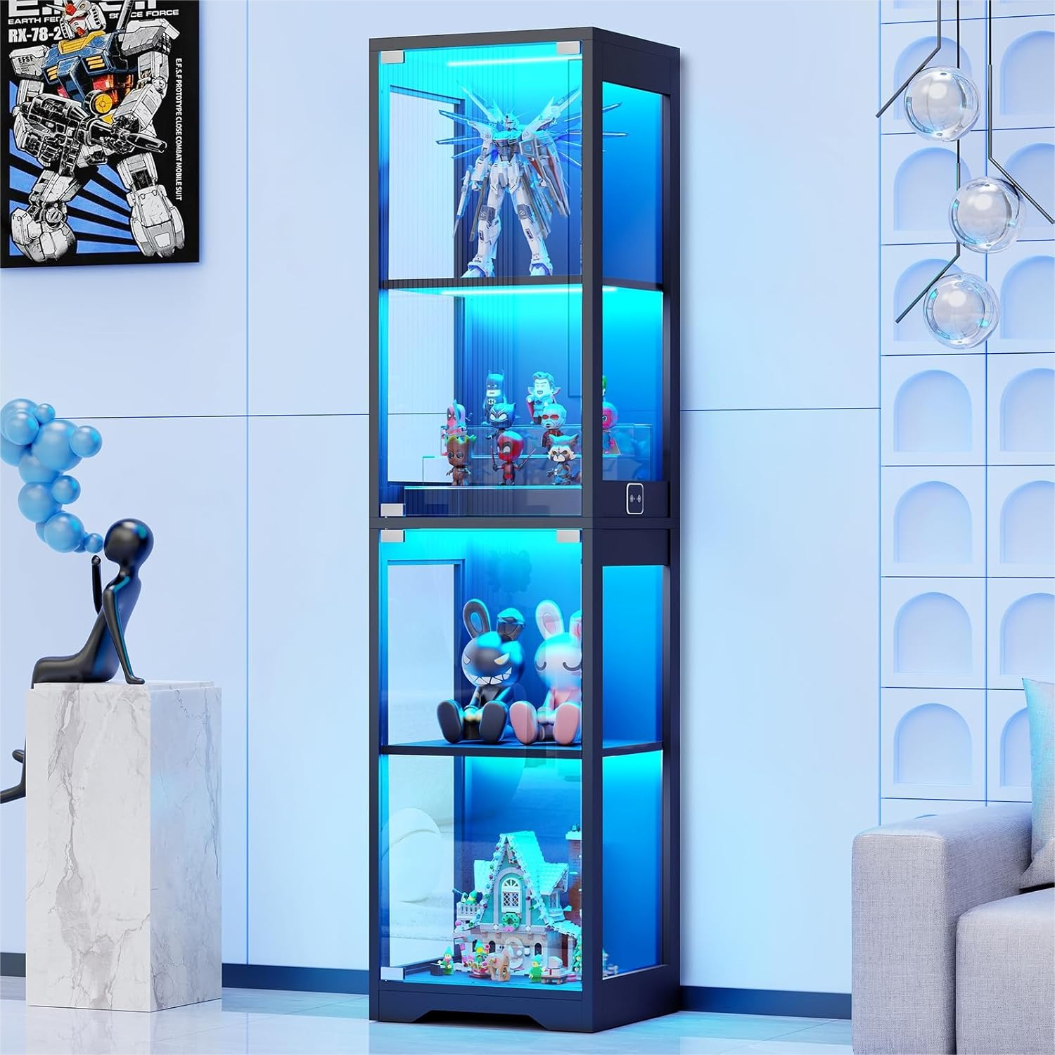 Lighting & Home Decor Studio - Glass Display Cabinet with 3 Color