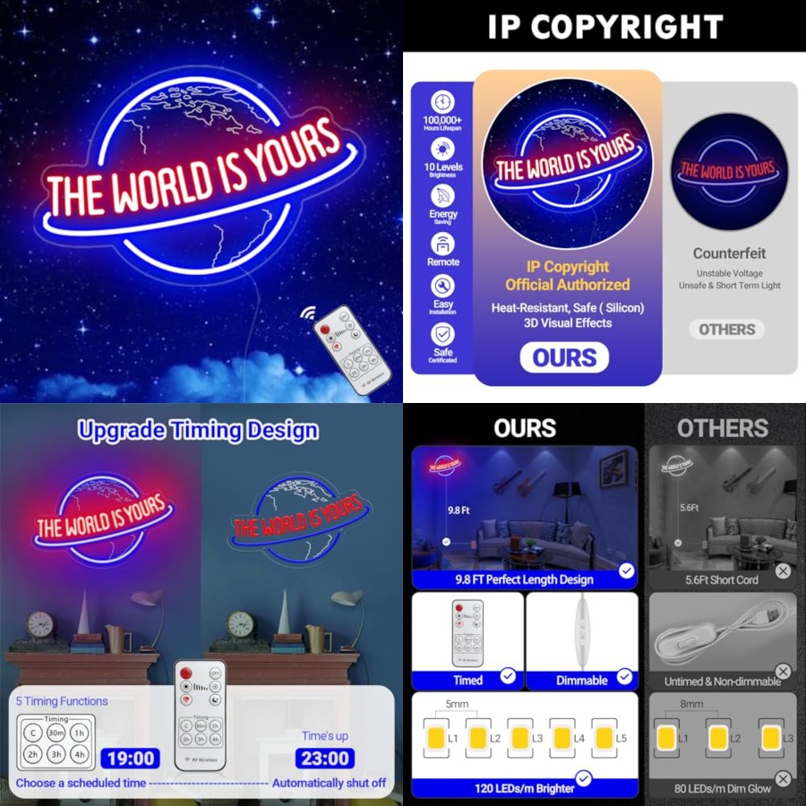 Lighting Decor Inc - The World Is Yours Neon Sign,