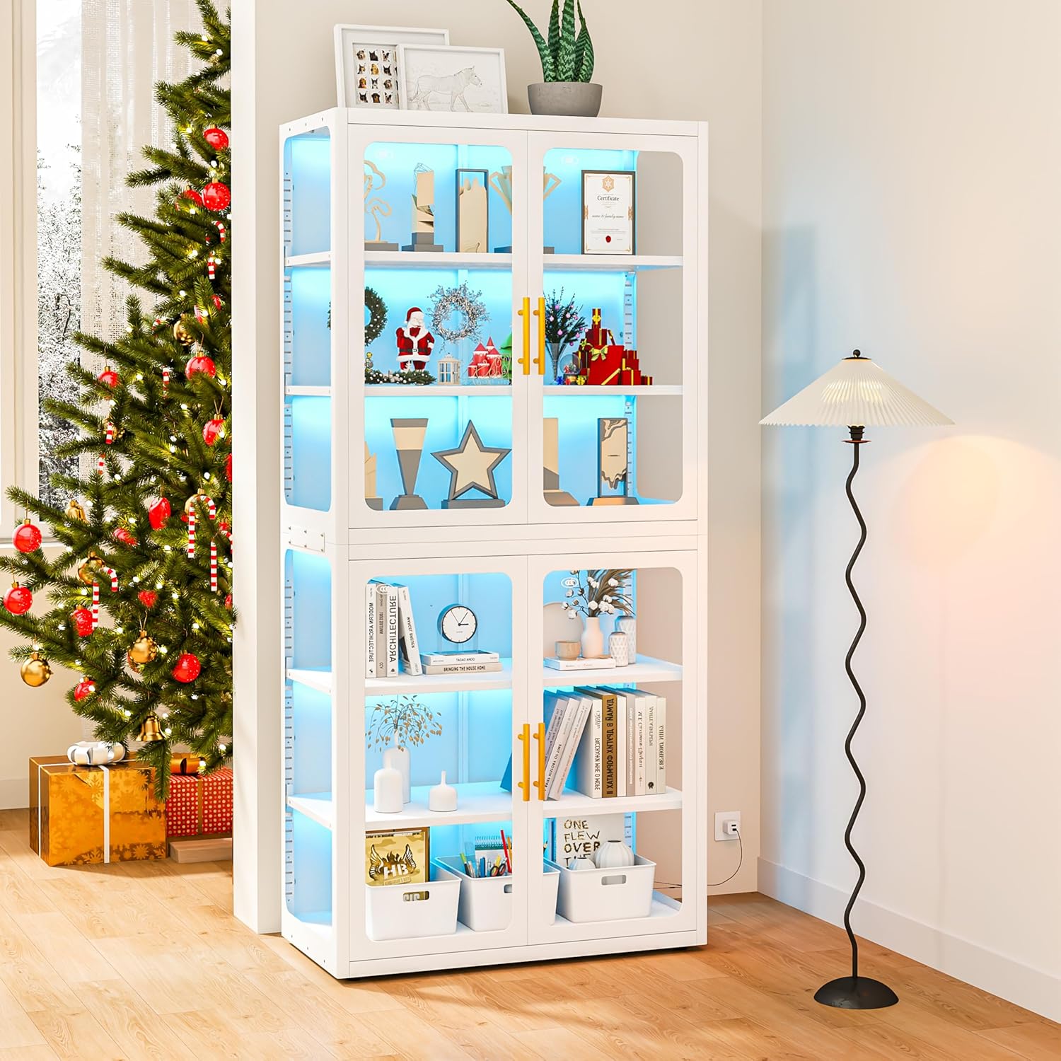 Lighting & Home Decor Studio - Display Cabinet with Glass Doors, 6-Tier
