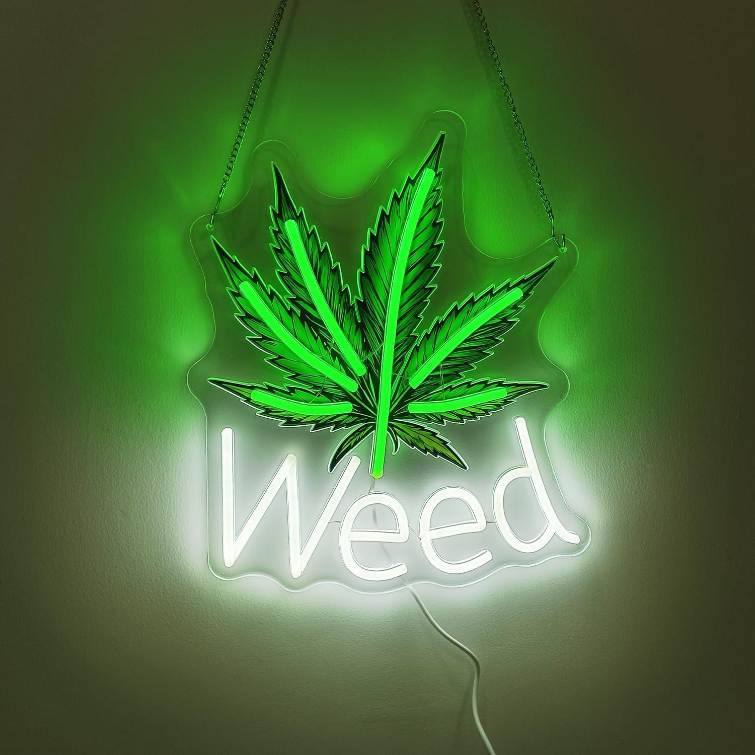 Garage Lighting Decor - Weed Neon Sign Leaf LED Lights