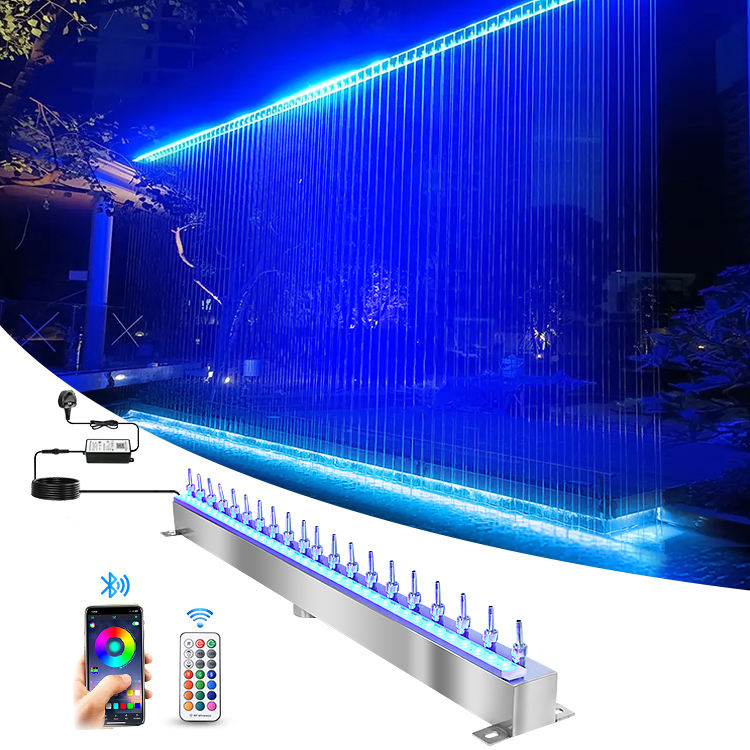 Fairy Light Curtain - SS304 Rain Curtain Freestanding RGB Water