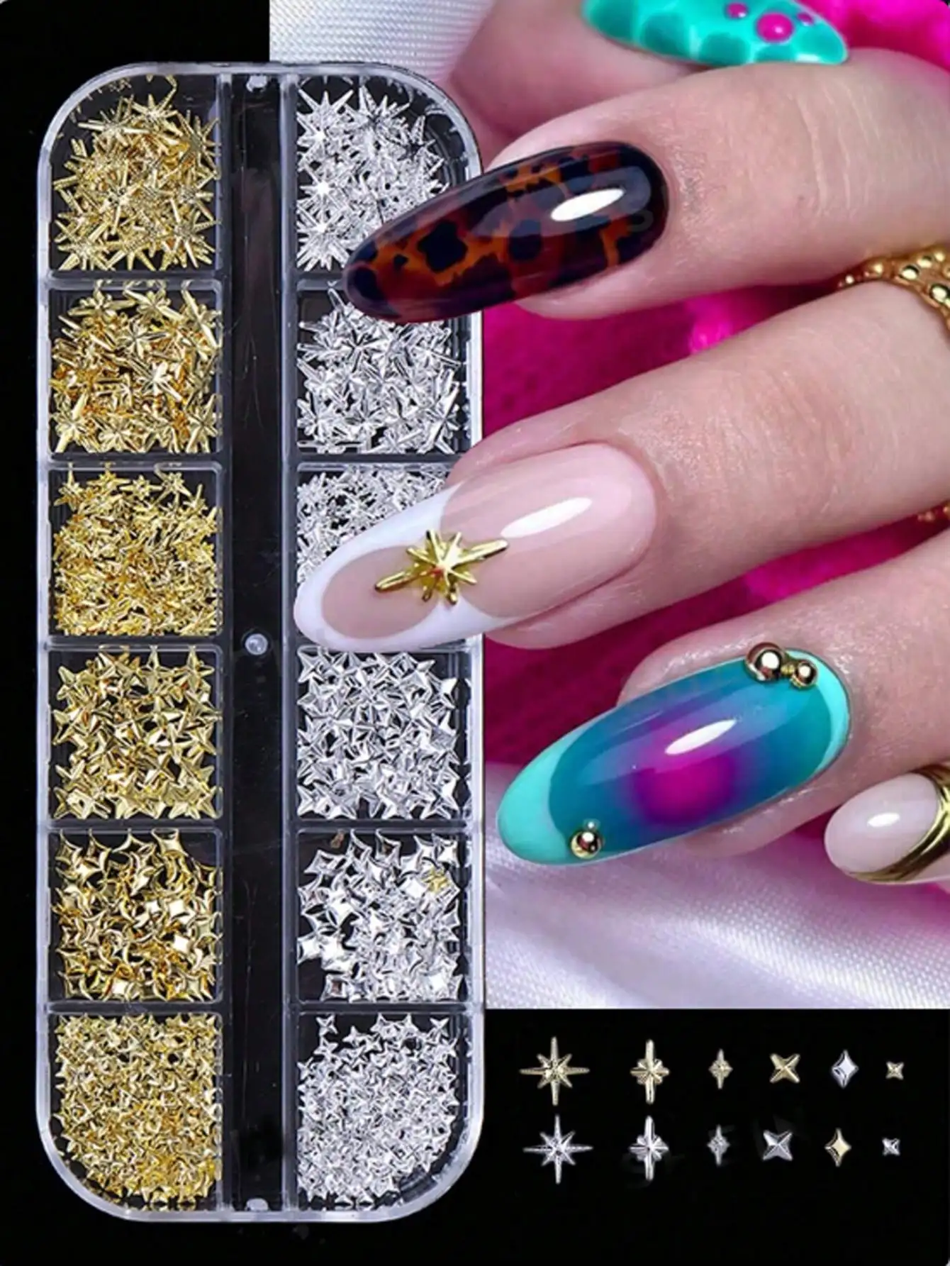 Japanese Lighting Decor - 12Grids Mixed Y2K Style Nail Rivets
