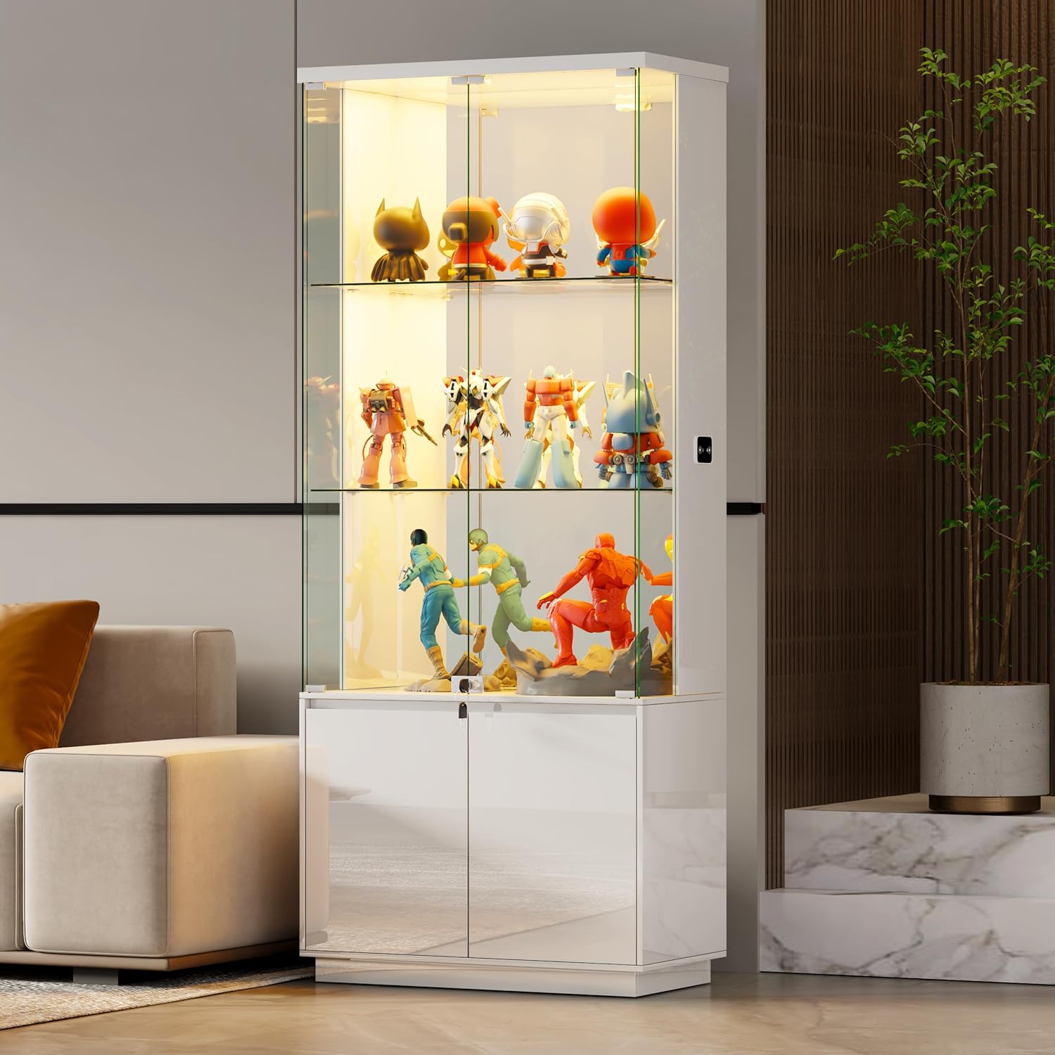 Lighting & Home Decor Studio - 71'' Display Cabinet with Glass Doors&3