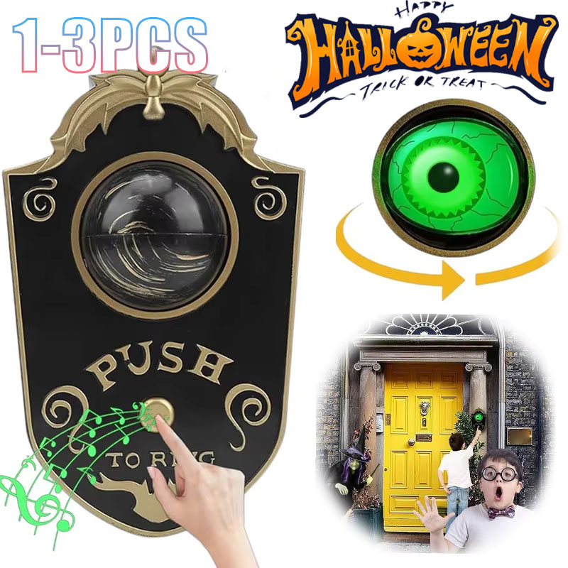 Up Lighting Decor - 1–3PC Halloween Single Eye Doorbell Decoration