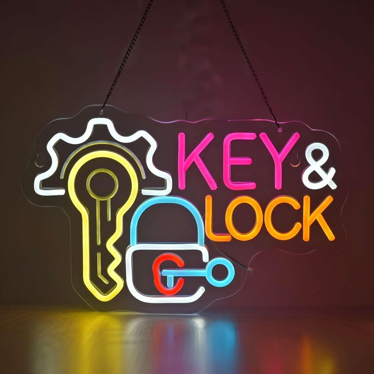 Lighting Decor Rentals - Key Lock Neon Sign Light Hanging
