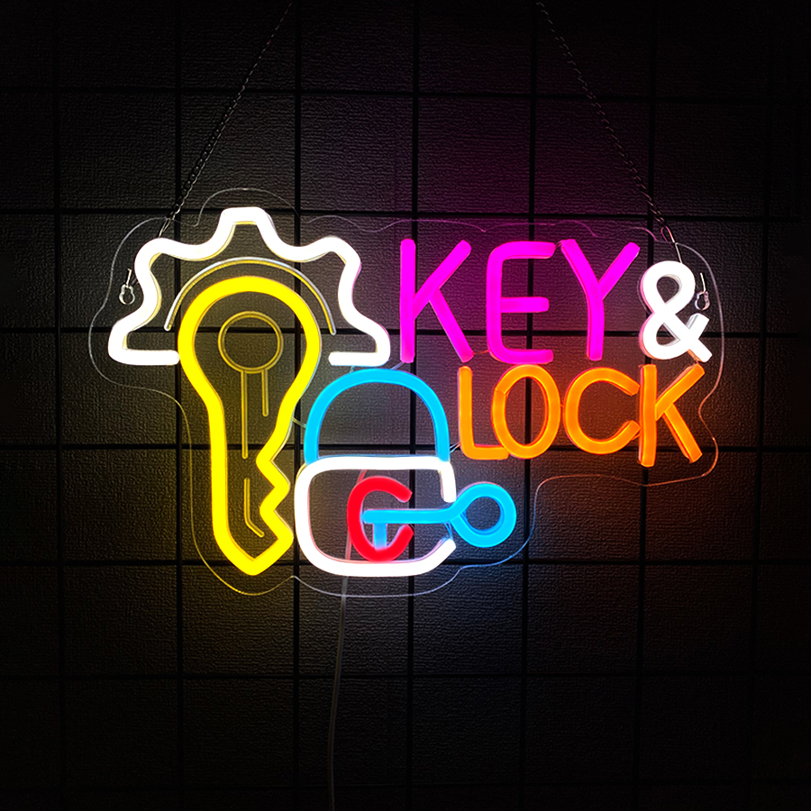 Lighting Decor Rentals - Key and Lock Neon Sign for