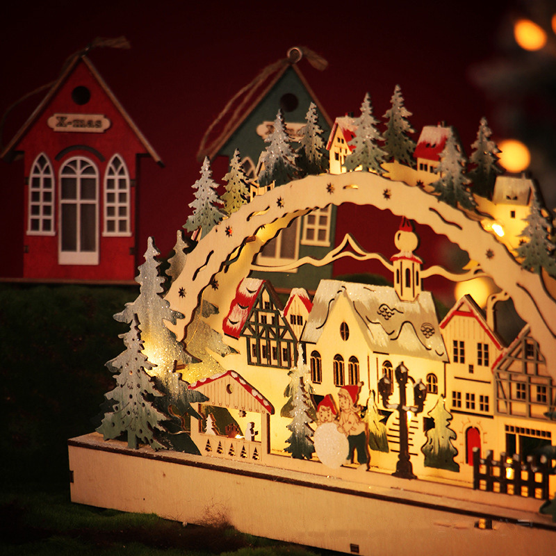 Lighting Decor Woodbridge - Wooden Christmas LED Bridge Lamp Decor
