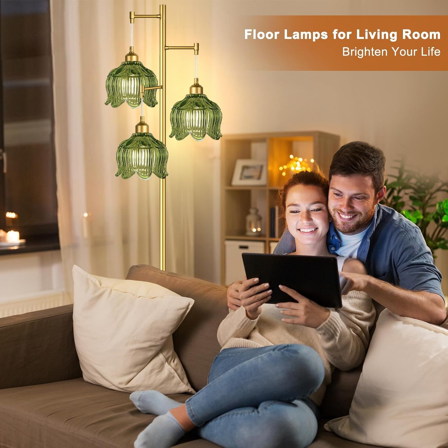 Vintage Gold Glass Floor Lamp  - Decor Lighting & Decor Fires reseña y precio