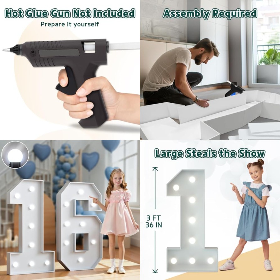 Marquee Numbers 3 Feet Tall Bi - Up Lighting Decor reseña y precio