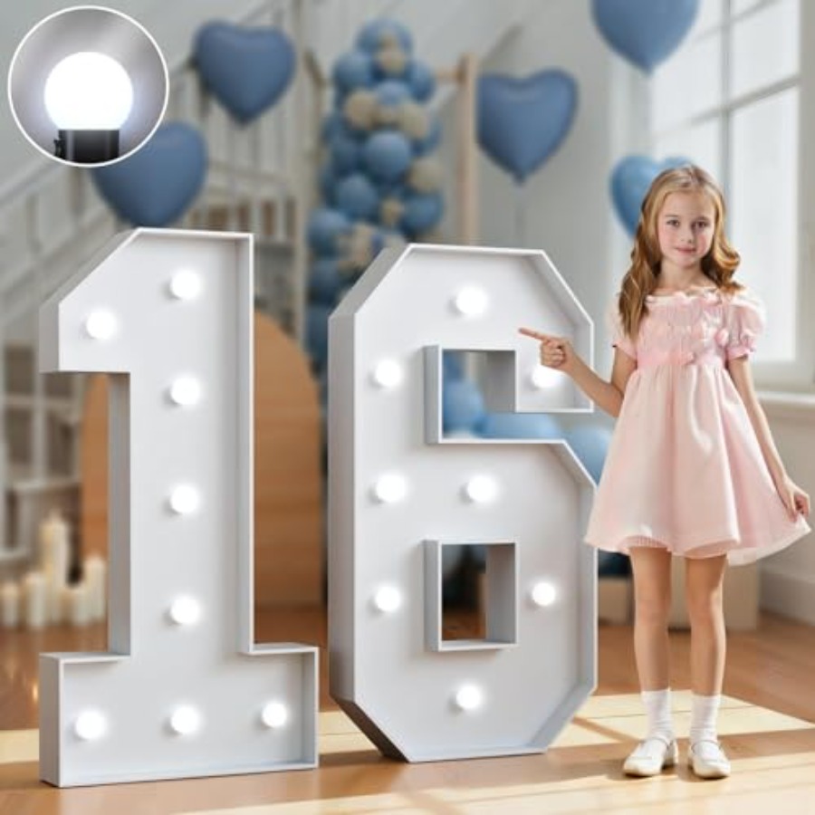 Marquee Numbers 3 Feet Tall Bi - Up Lighting Decor reseña y precio