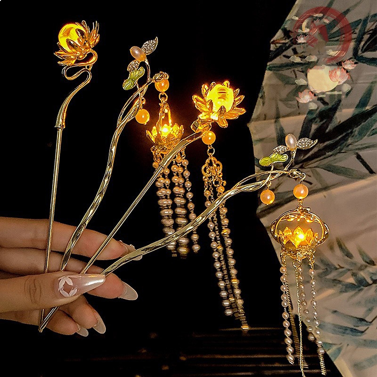 Luminous Lotus Hairpin Women C - Up Lighting Decor reseña y precio