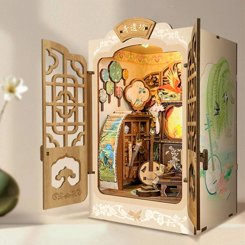 OUZEY Wooden DIY Book Nook She - Lighting Decor House reseña y precio