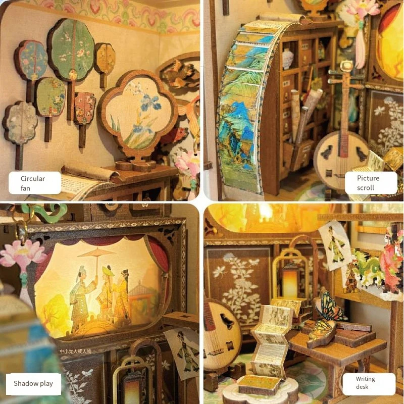 OUZEY Wooden DIY Book Nook She - Lighting Decor House reseña y precio