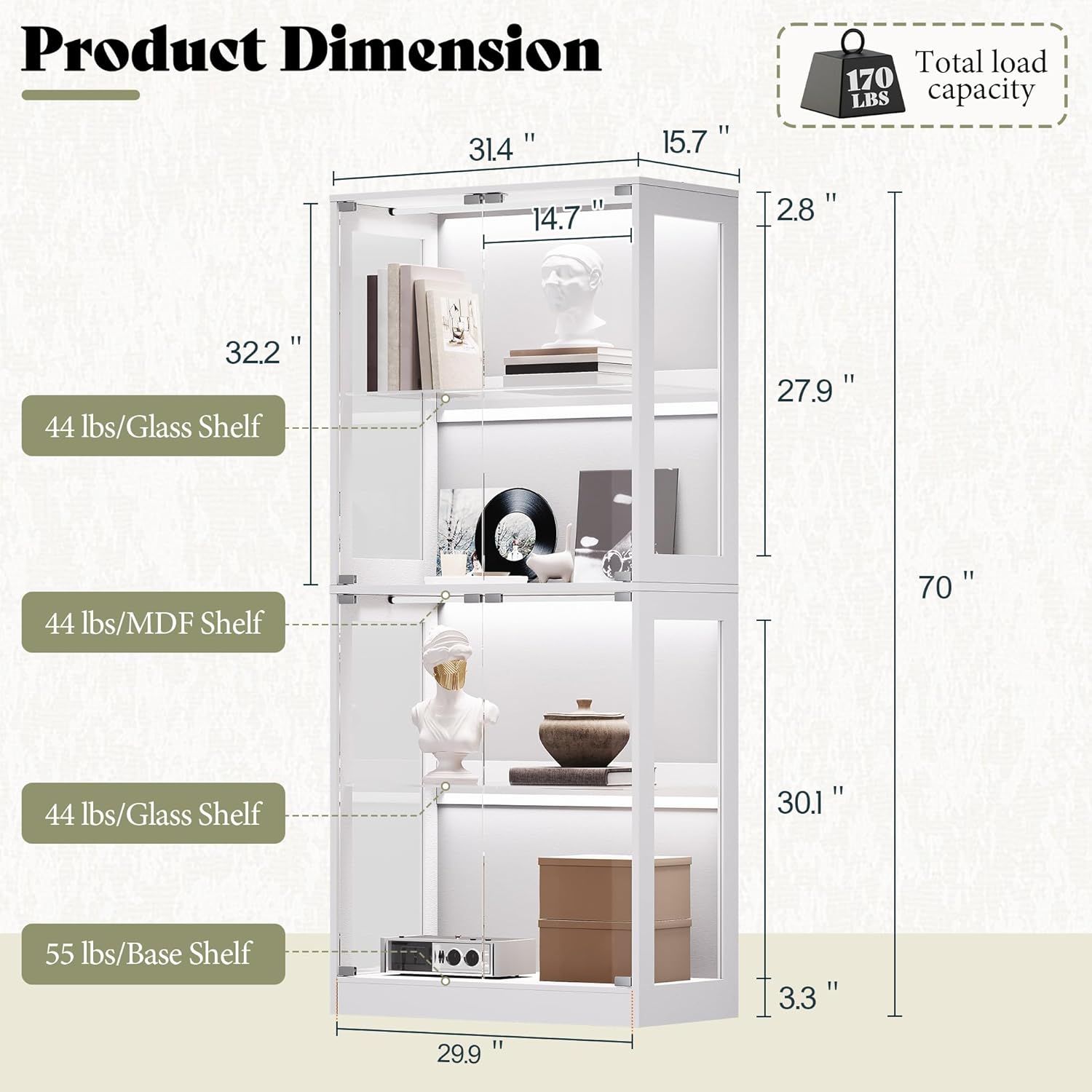 RGB Display Cabinet with Adjus - Lighting & Home Decor Studio reseña y precio