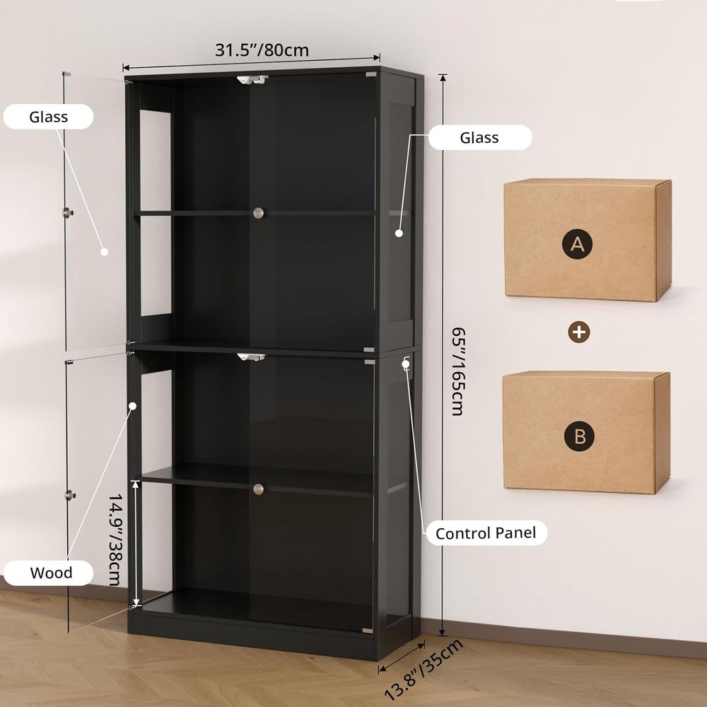 65 Glass Door Display Cabinet, - Lighting & Home Decor Studio reseña y precio