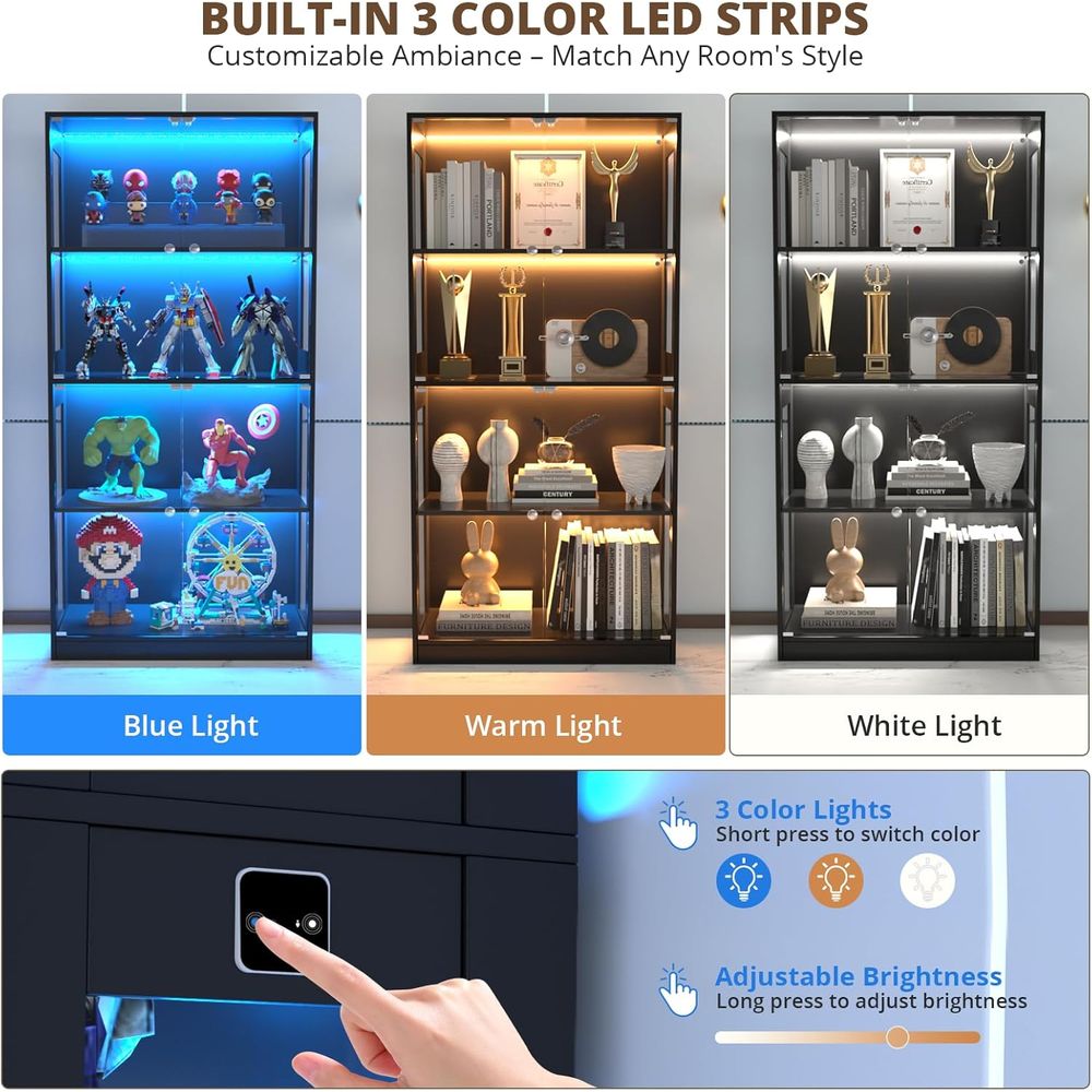 65 Glass Door Display Cabinet, - Lighting & Home Decor Studio reseña y precio