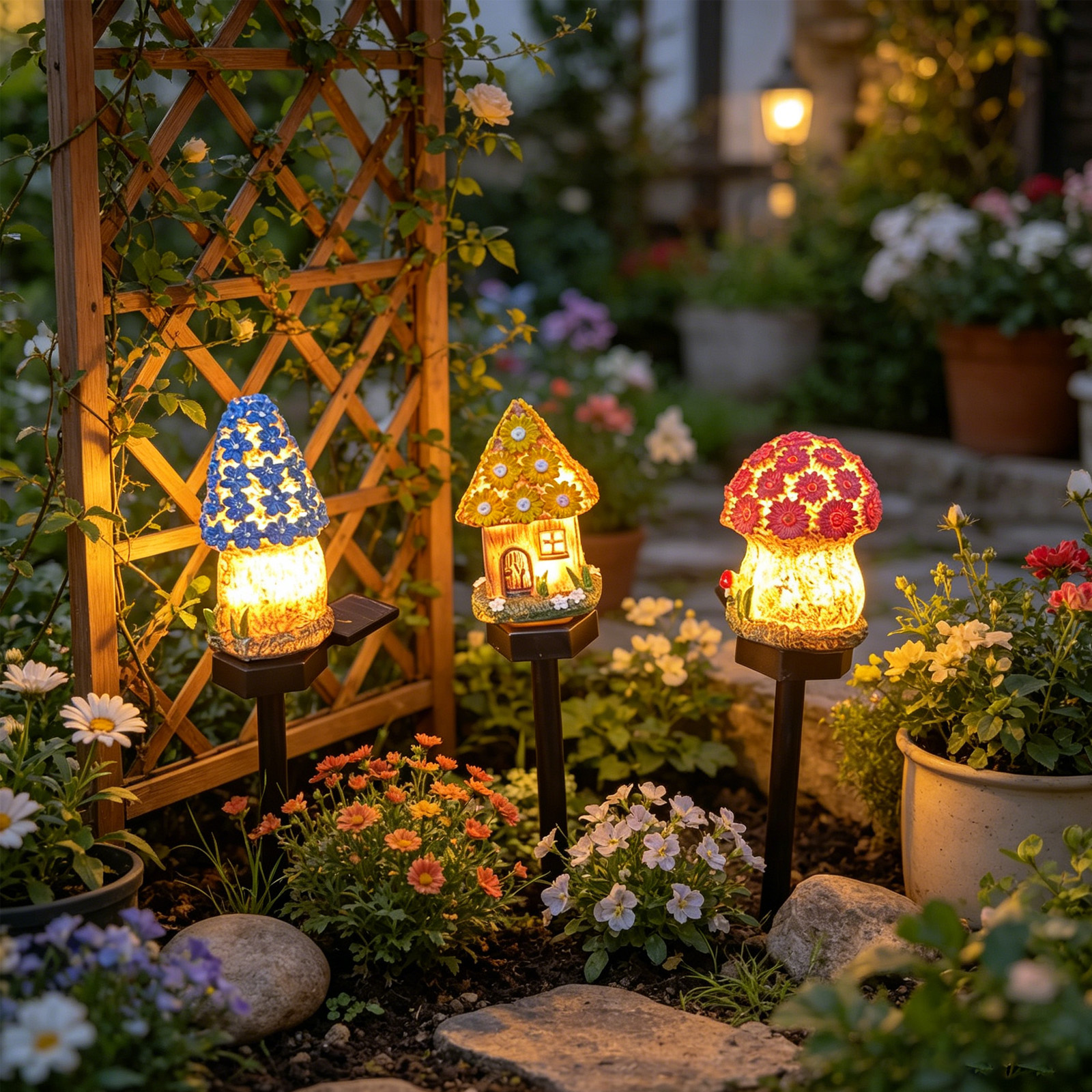 15.9in Cute Resin Mushroom Hou - Lighting Decor House reseña y precio