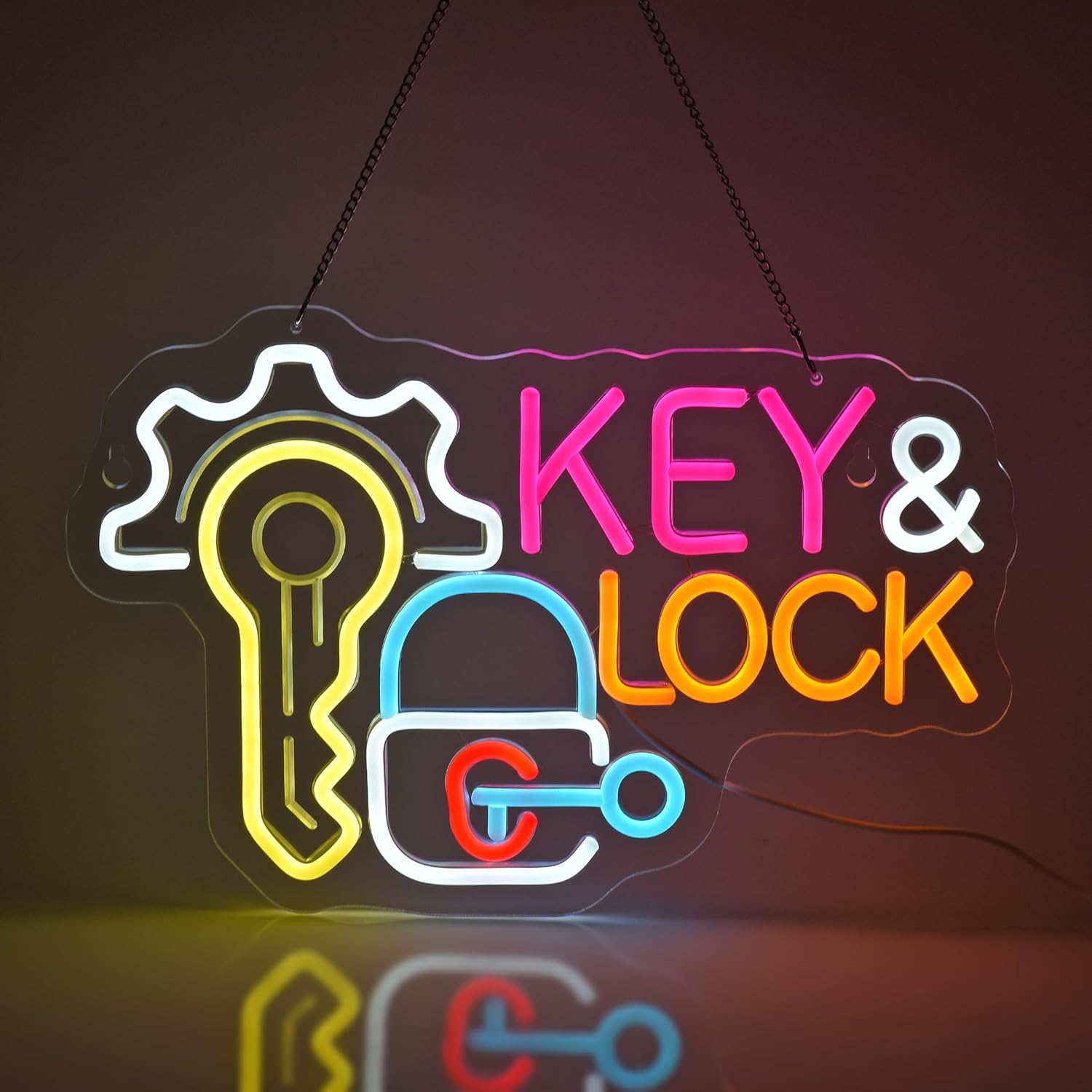 Key Lock Neon Sign Hanging Neo - Lighting Decor Rentals reseña y precio