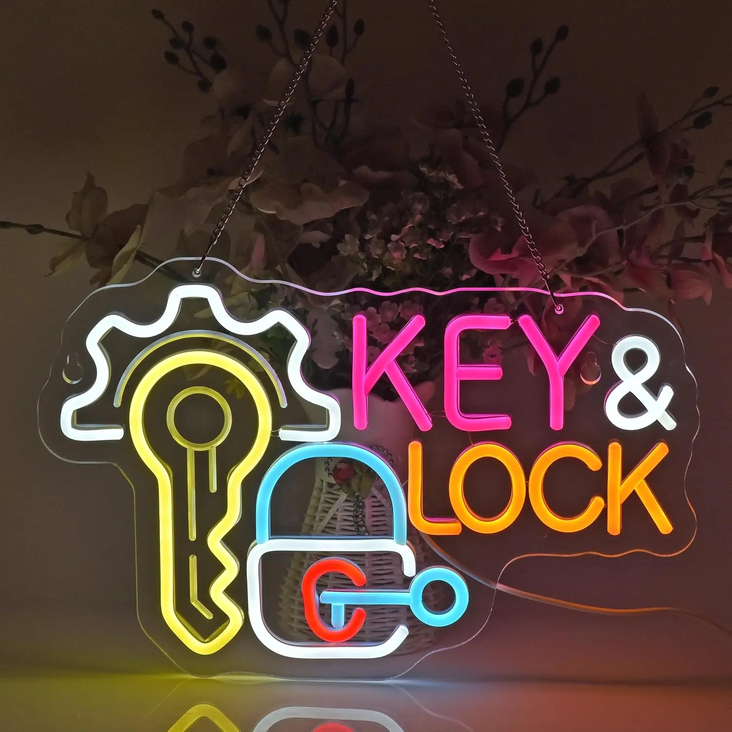 Key Lock Neon Sign Hanging Neo - Lighting Decor Rentals reseña y precio