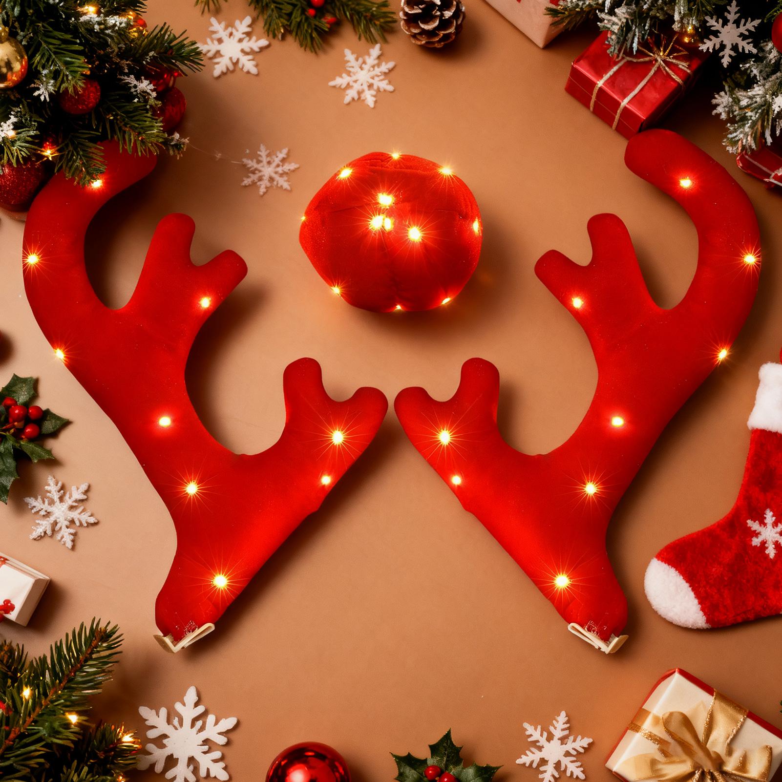 Reindeer Antlers For Cars Cute - Up Lighting Decor reseña y precio