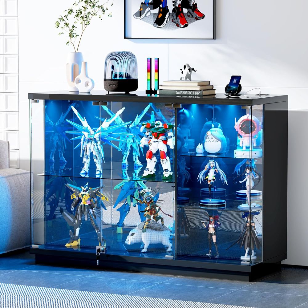 Glass Display Cabinet with Loc - Lighting & Home Decor Studio reseña y precio