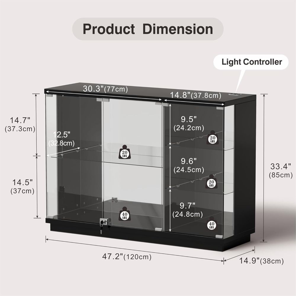 Glass Display Cabinet with Loc - Lighting & Home Decor Studio reseña y precio