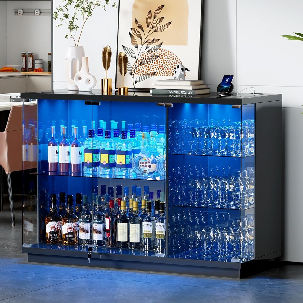 Glass Display Cabinet with Loc - Lighting & Home Decor Studio reseña y precio