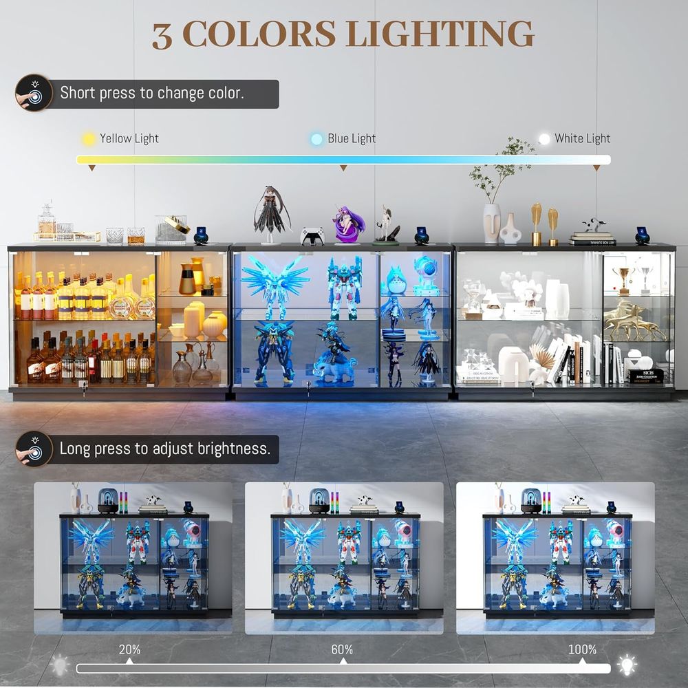 Glass Display Cabinet with Loc - Lighting & Home Decor Studio reseña y precio