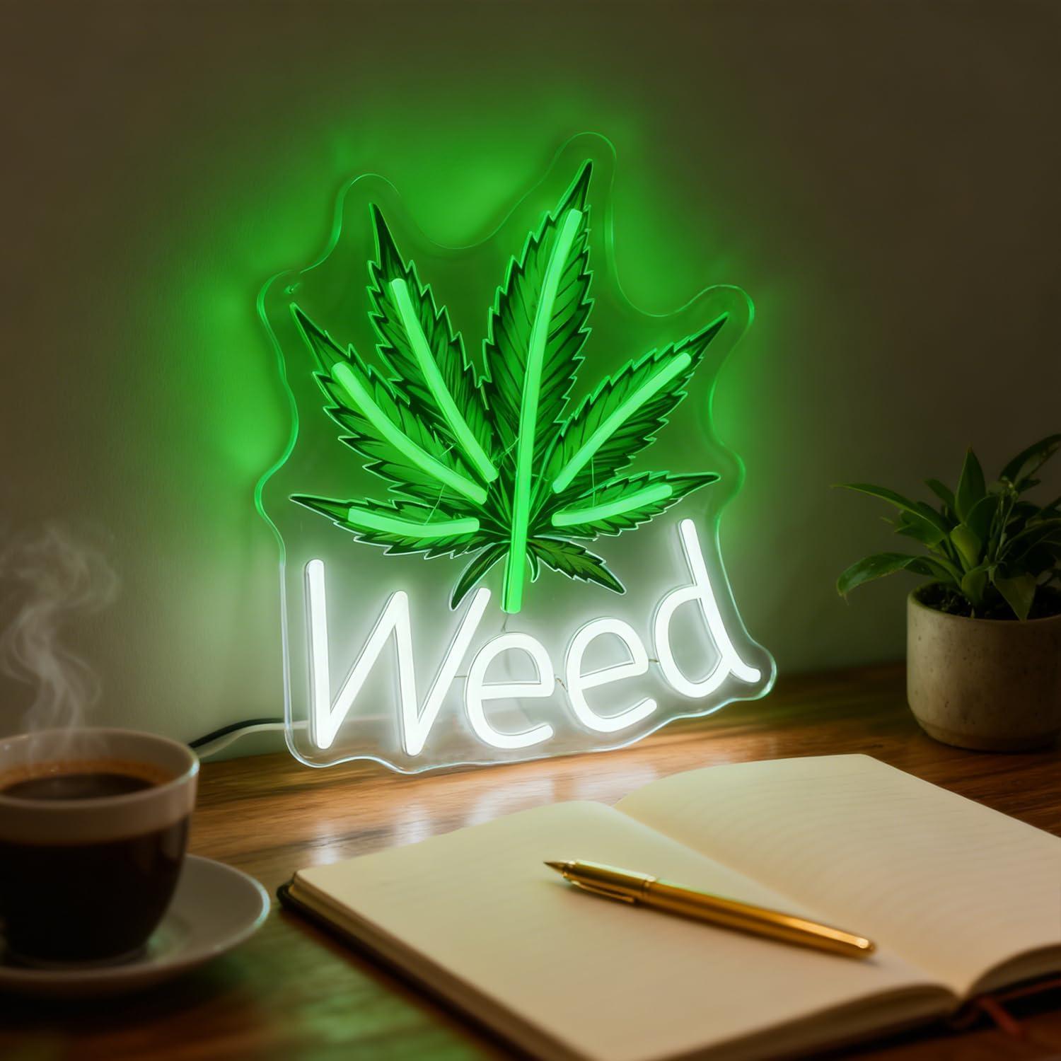 Weed Neon Sign Leaf LED Lights - Garage Lighting Decor reseña y precio