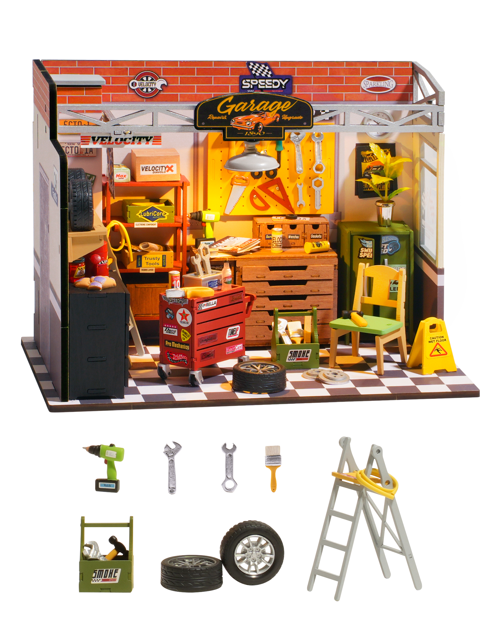 Robotime Rolife Mini Garage Wo - Garage Lighting Decor reseña y precio