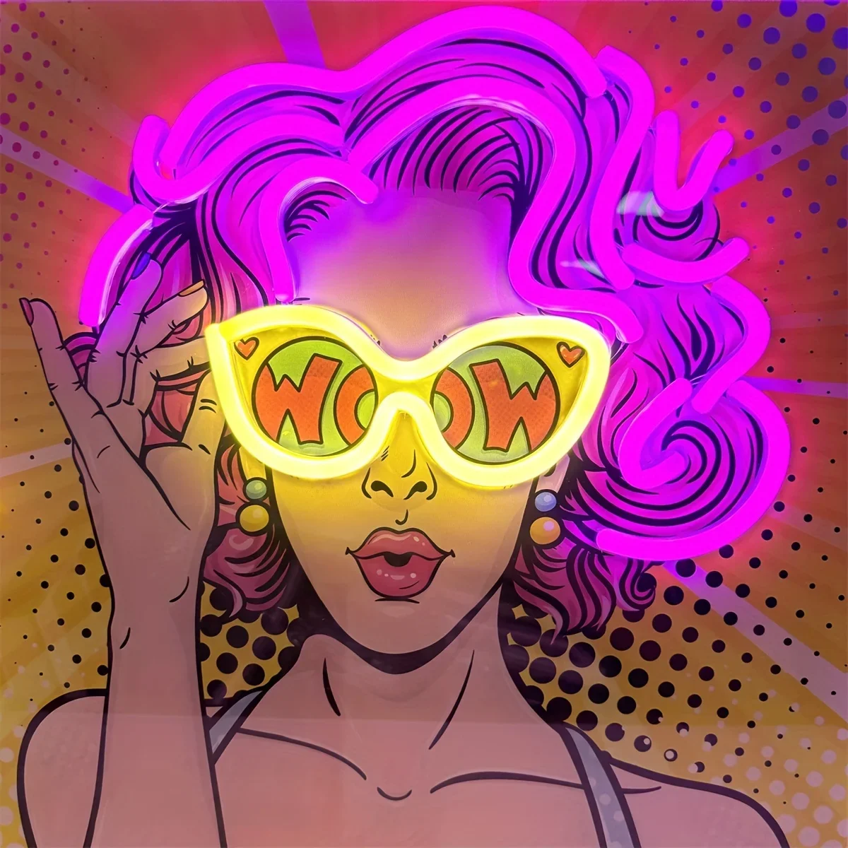 Wow Lady Pop Art LED Neon Sign - Outdoor Lighting Decor Wow reseña y precio