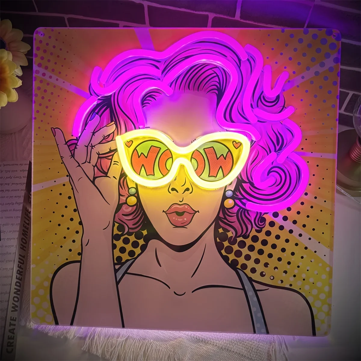 Wow Lady Pop Art LED Neon Sign - Outdoor Lighting Decor Wow reseña y precio
