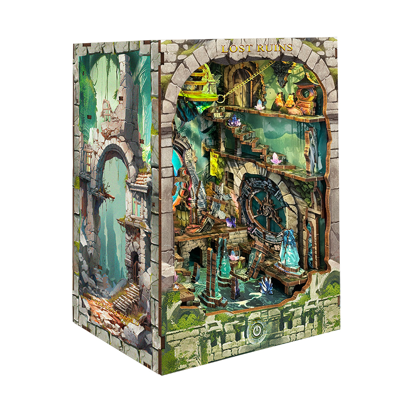 DIY Book Nook Lost Ruins Woode - Lighting Decor House reseña y precio
