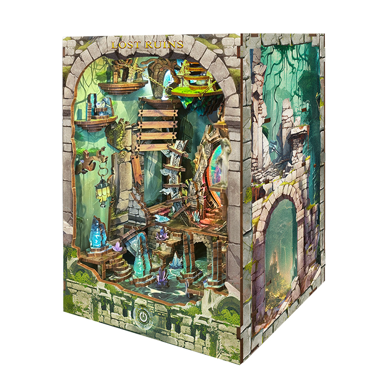DIY Book Nook Lost Ruins Woode - Lighting Decor House reseña y precio