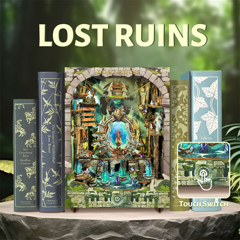 DIY Book Nook Lost Ruins Woode - Lighting Decor House reseña y precio