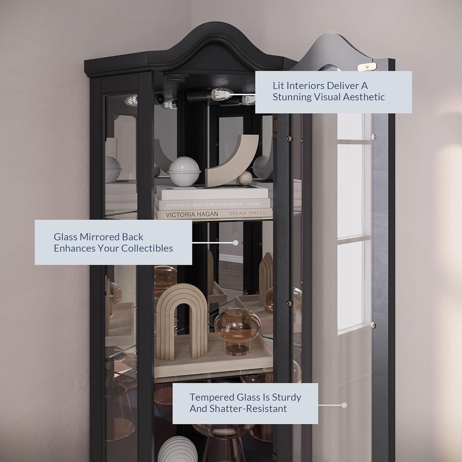 Lighted 3-Side Glass Display C - Lighting & Home Decor Studio reseña y precio