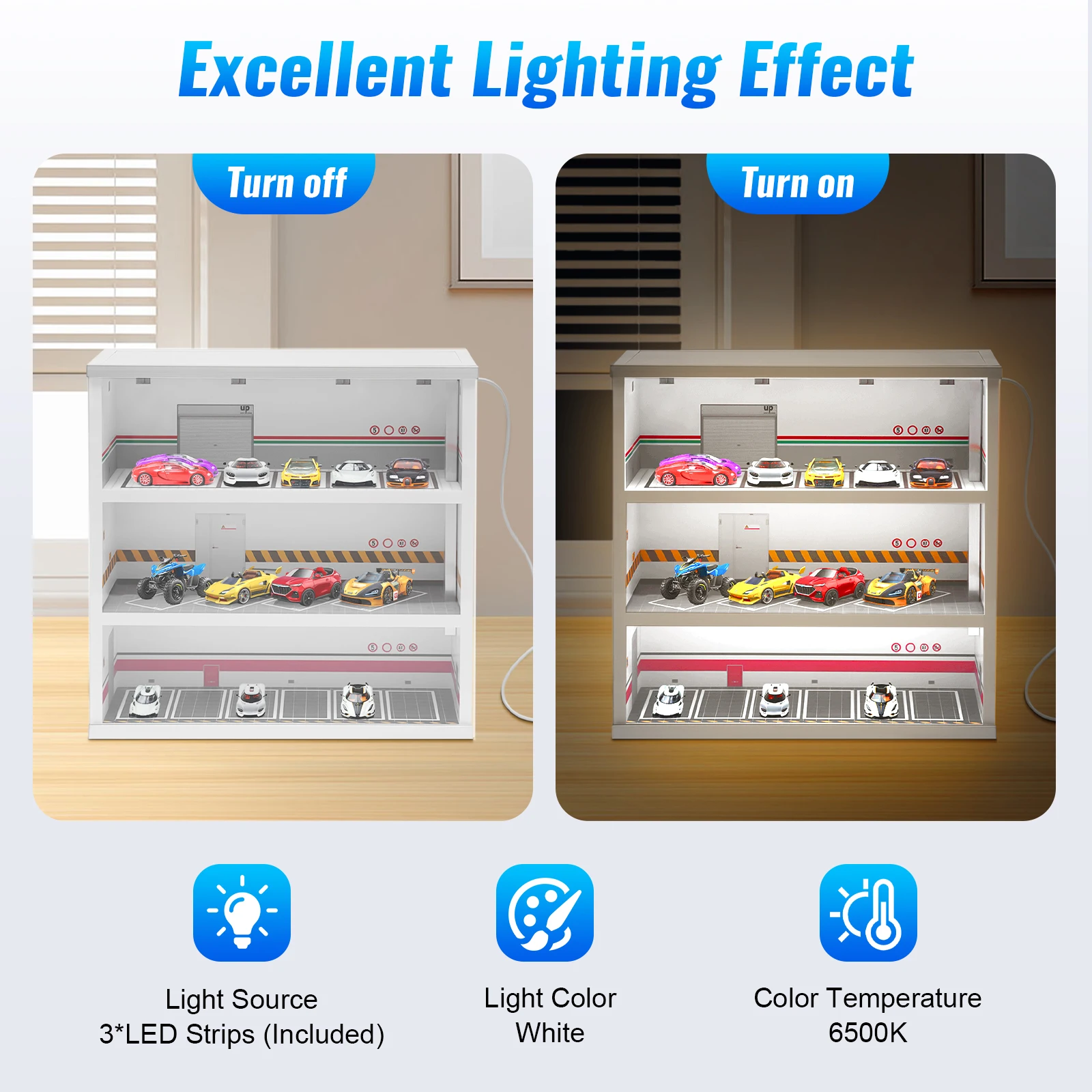 3-Layer Model Car Display Case - Lighting & Home Decor Studio reseña y precio