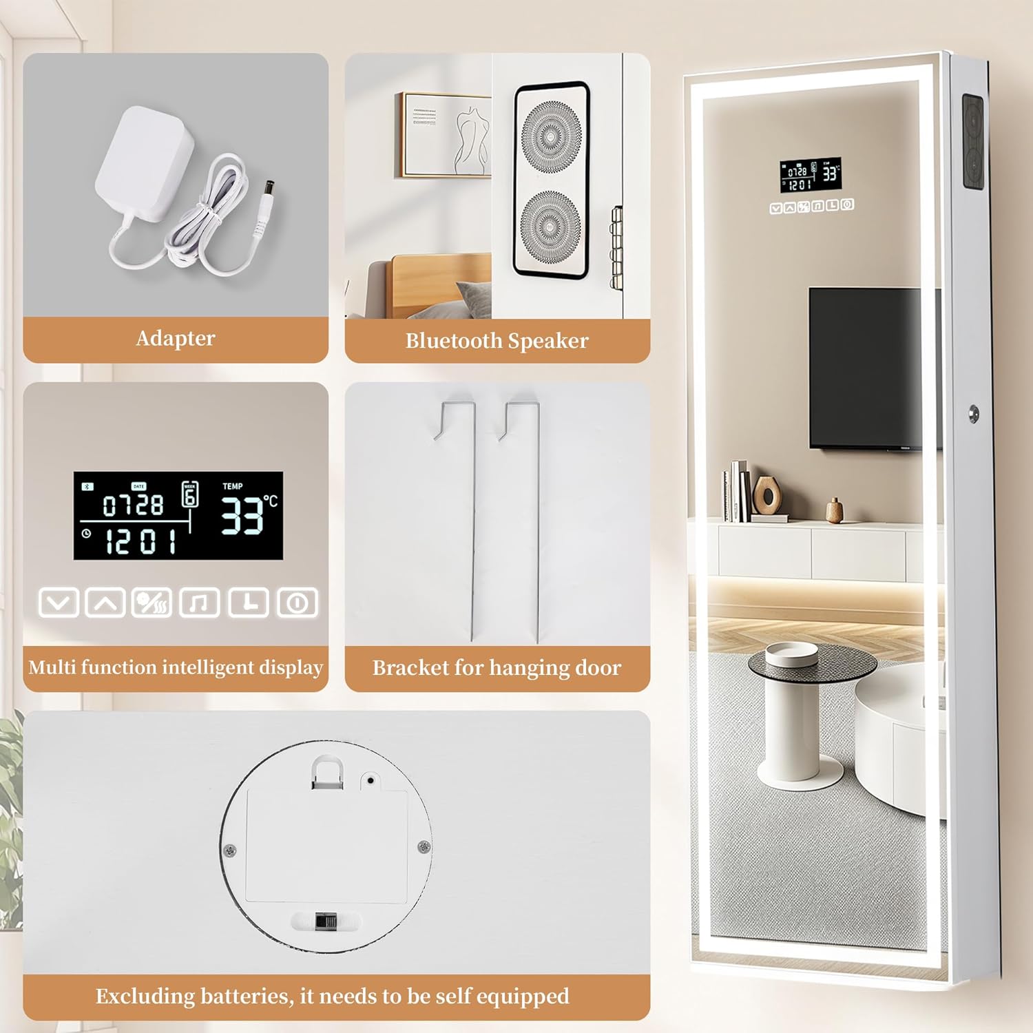LED Mirror Jewelry Cabinet wit - Lighting & Home Decor Studio reseña y precio