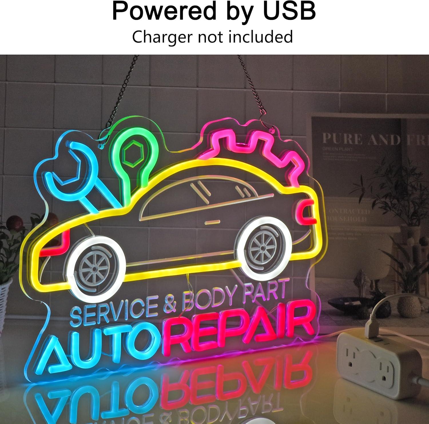 Auto Repair Neon Sign Neon Lig - Garage Lighting Decor reseña y precio