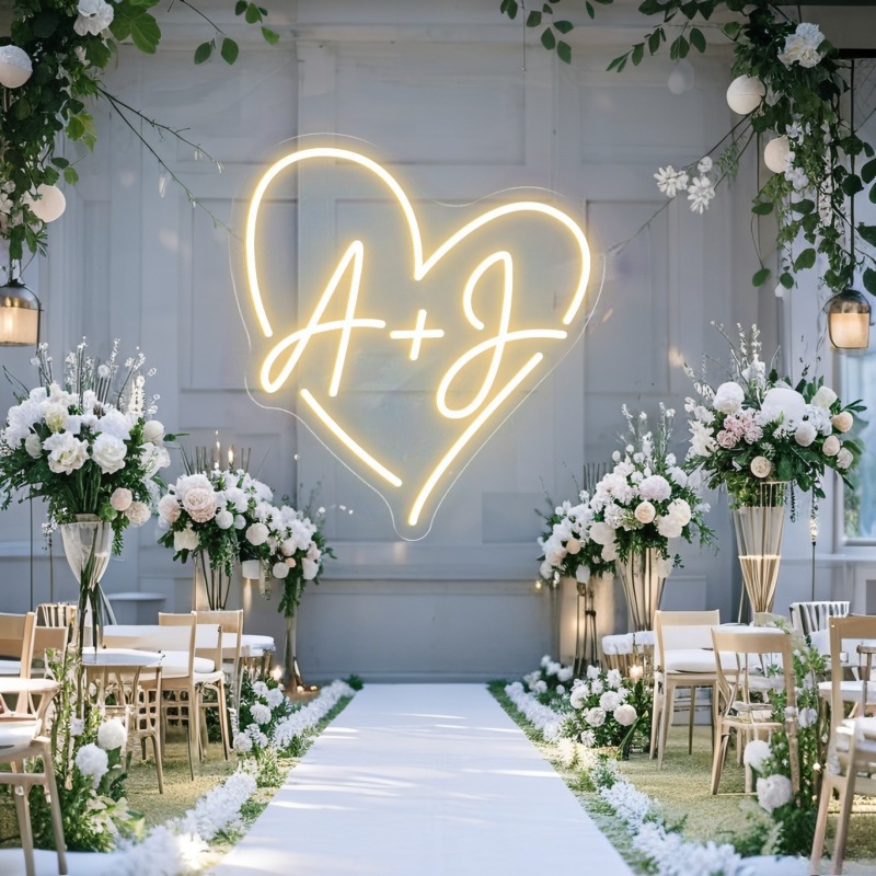 Custom Initials Heart LED Neon - Lighting Decor Wedding reseña y precio