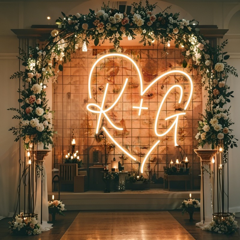 Custom Initials Heart LED Neon - Lighting Decor Wedding reseña y precio