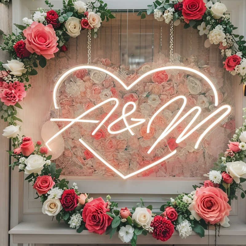Custom Initials Heart LED Neon - Lighting Decor Wedding reseña y precio