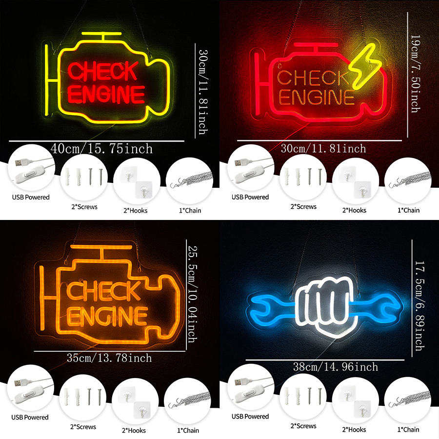 Check Engine Neon Sign For Wal - Garage Lighting Decor reseña y precio