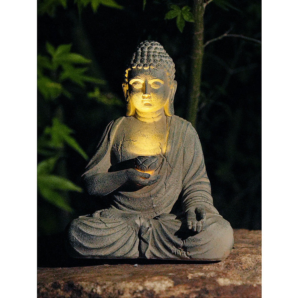 Resin Solar Buddha Statue Scul - Japanese Lighting Decor reseña y precio