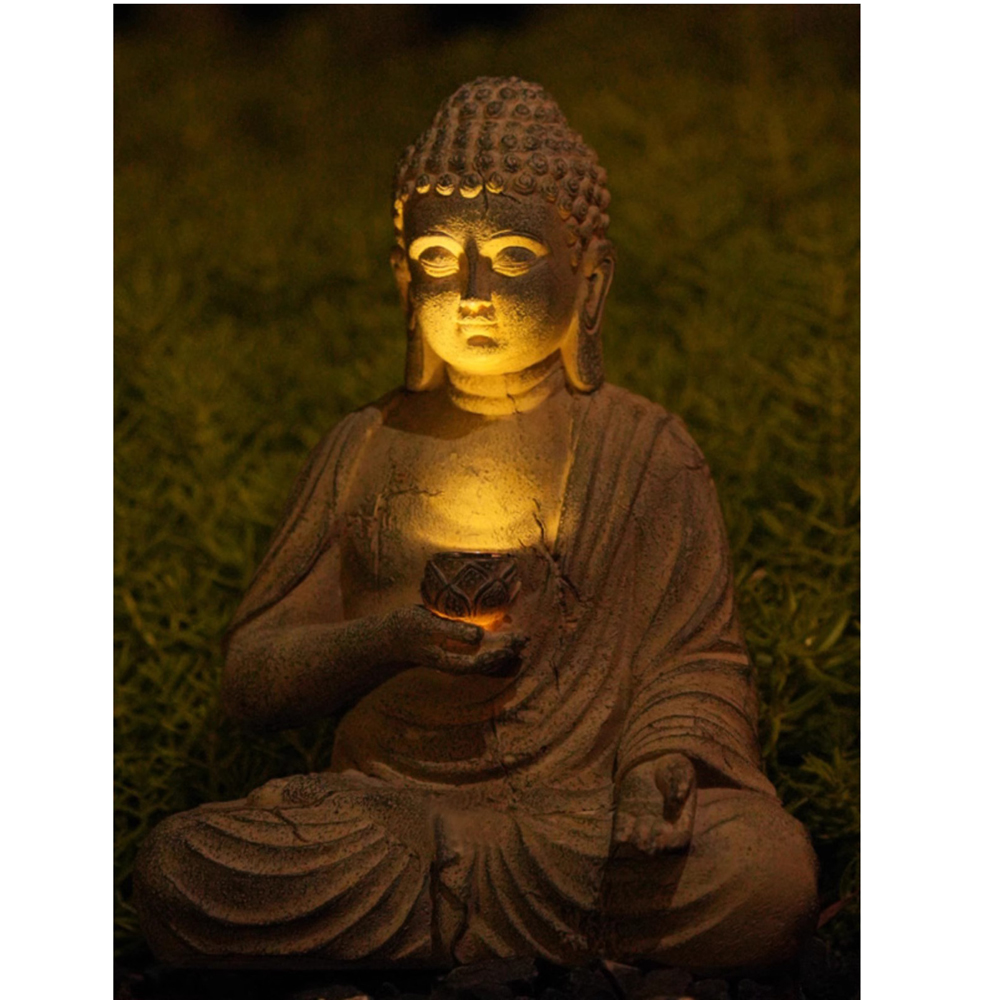 Resin Solar Buddha Statue Scul - Japanese Lighting Decor reseña y precio