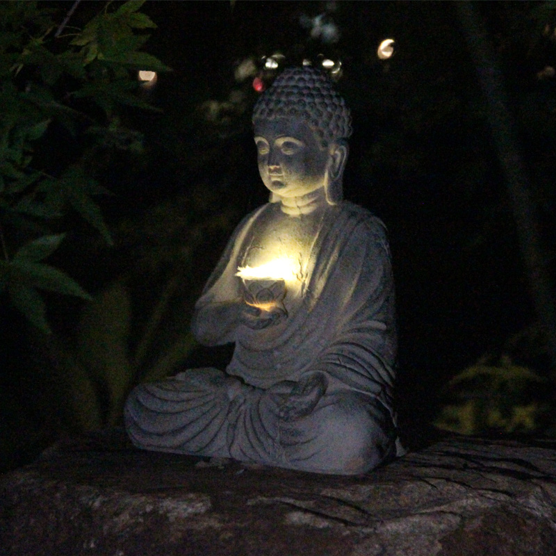 Resin Solar Buddha Statue Scul - Japanese Lighting Decor reseña y precio