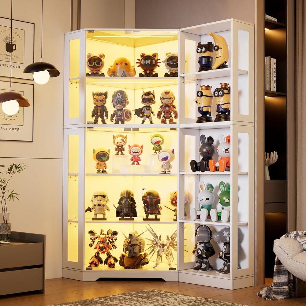 5-Tier Glass Display Cabinet w - Lighting & Home Decor Studio reseña y precio