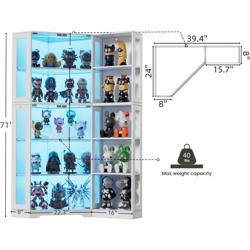 5-Tier Glass Display Cabinet w - Lighting & Home Decor Studio reseña y precio