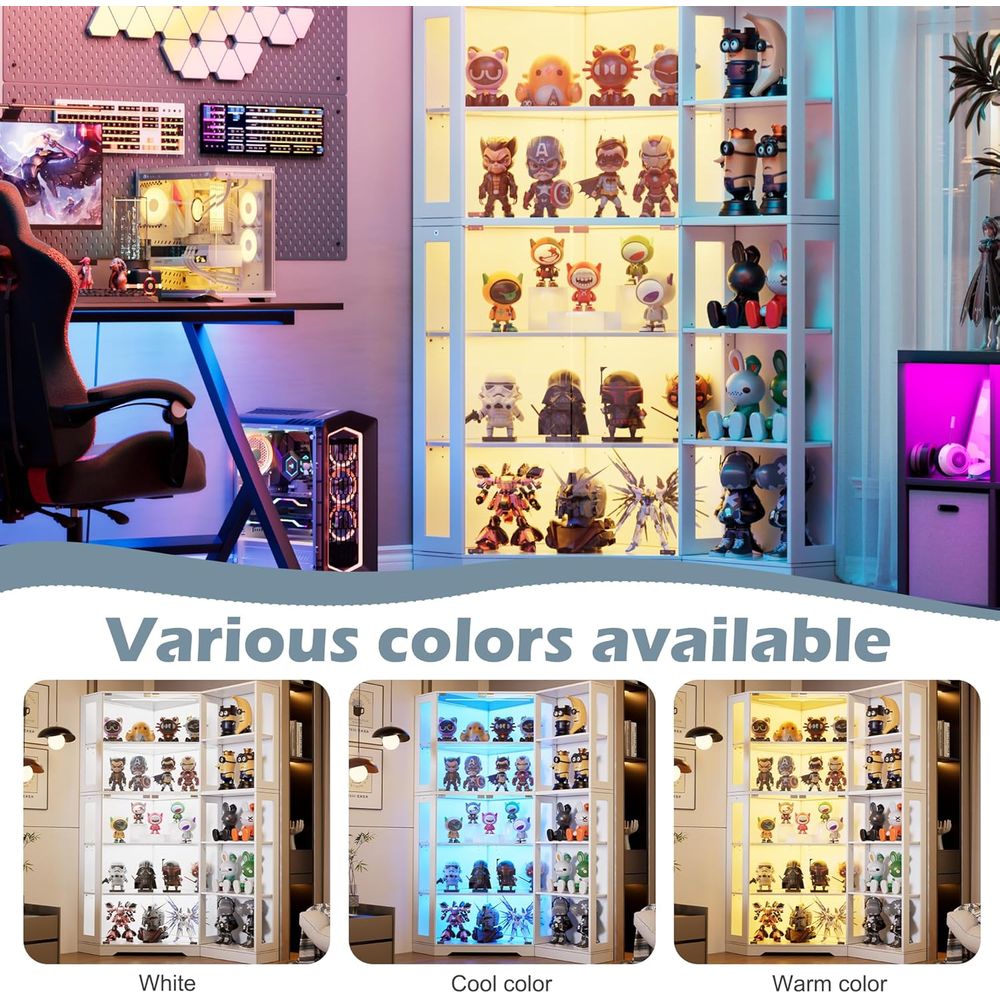 5-Tier Glass Display Cabinet w - Lighting & Home Decor Studio reseña y precio