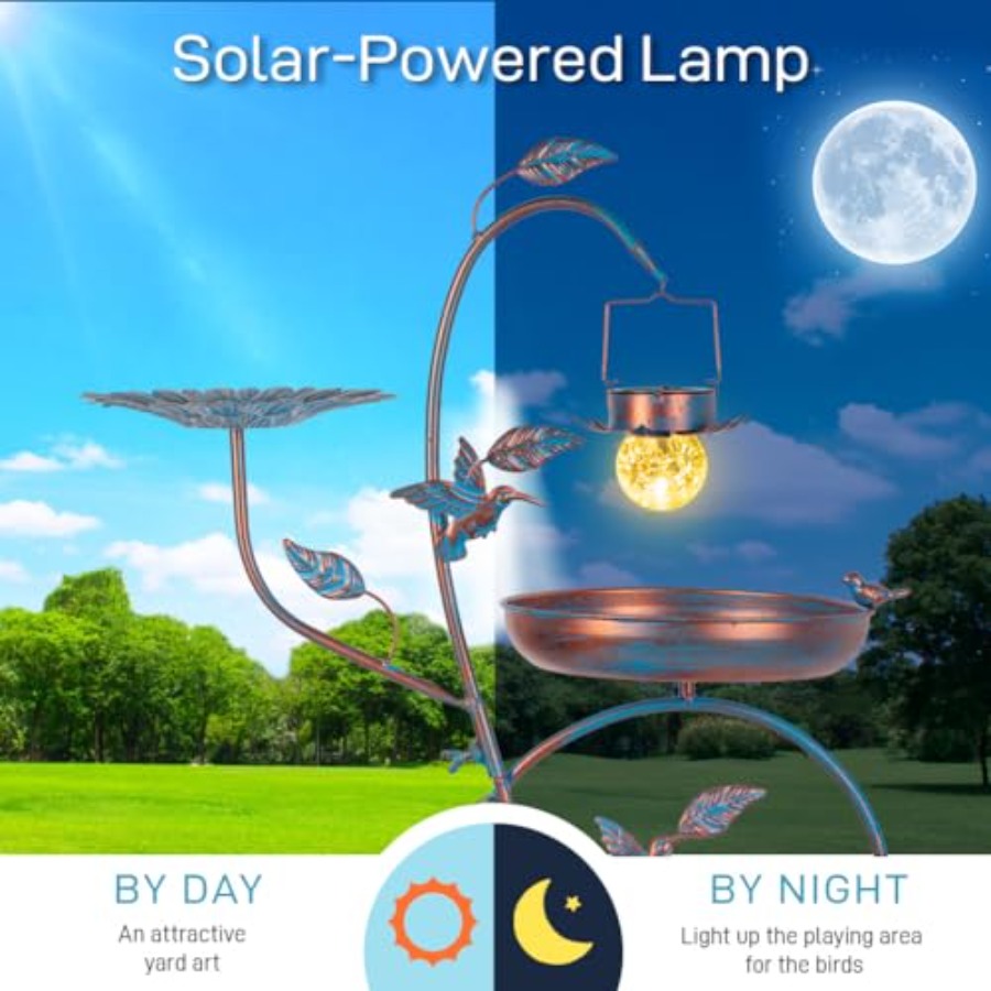 Outdoor metal bird bath with p - Lighting Decoration Outdoor reseña y precio